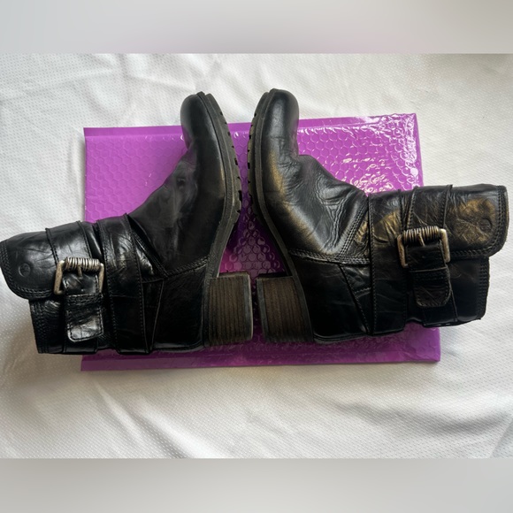 Josef Seibel Women’s Heeled Leather Boots Size 38 /Size 8 With Buckle and Zipper - Picture 4 of 7